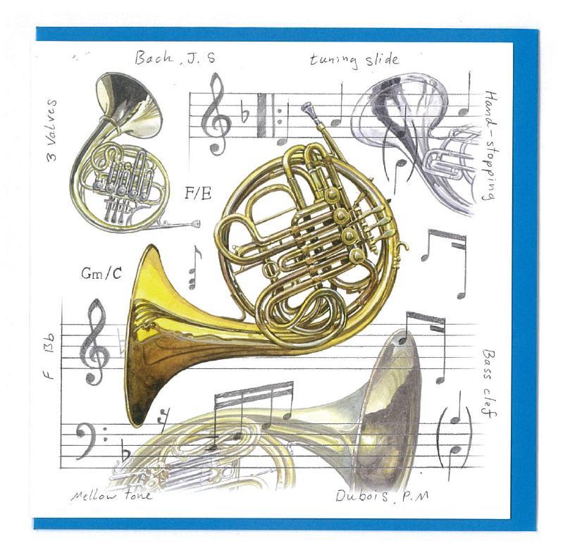 Notelets Pack Of Five ? French Horn Design